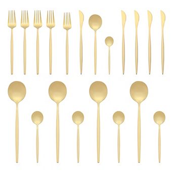 20 pc Silverware Set, Stainless Steel Flatware Set, Mirror Polished Cutlery Set Serving Utensils Set