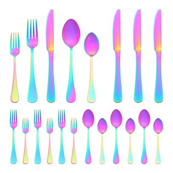 20 pc Silverware Set, Stainless Steel Flatware, Mirror Polished Cutlery Set, Serving Utensils Set