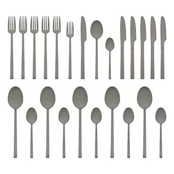 24 pc Silverware Set, Stainless Steel Flatware Set, Mirror Polished Kitchen Serving Utensils Set
