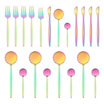 20 pc Silverware Set, Stainless Steel Flatware Set, Mirror Polished Cutlery Set Serving Utensils Set