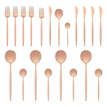 20 pc Silverware Set, Stainless Steel Flatware Set, Mirror Polished Cutlery Set Serving Utensils Set