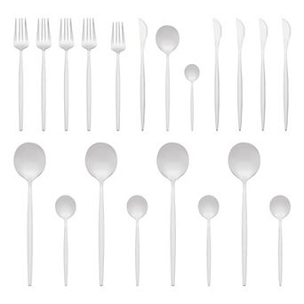 20 pc Silverware Set, Stainless Steel Flatware Set, Mirror Polished Cutlery Set Serving Utensils Set