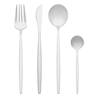 4 pc Flatware Set, Stainless Steel Silverware with Spoons and Forks, Kitchen Serving Utensils Set