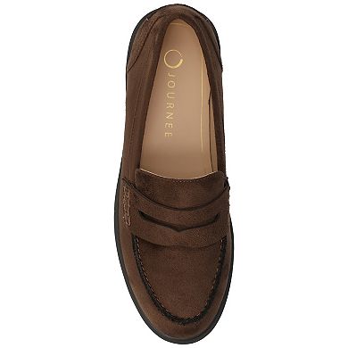 Journee Women's Round Toe Block Heel Comfort Penny Loafers