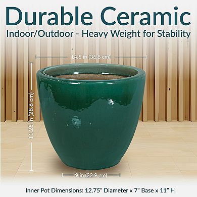 Sunnydaze Resort High-Fired Glazed Ceramic Planter