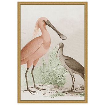 Antique Chroma Waterbirds II Framed Canvas Wall Art Print