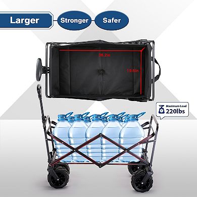 EchoSmile 6.84 cu. ft. Fabric Portable Garden Cart with Adjustable Rolling Wheels