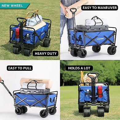 EchoSmile 6.84 cu. ft. Fabric Portable Garden Cart with Adjustable Rolling Wheels