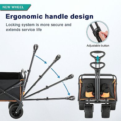EchoSmile 6.84 cu. ft. Fabric Portable Garden Cart with Adjustable Rolling Wheels
