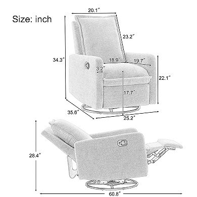 Merax Swivel Rocker Recliner Chair, Glider Rocker Recliner
