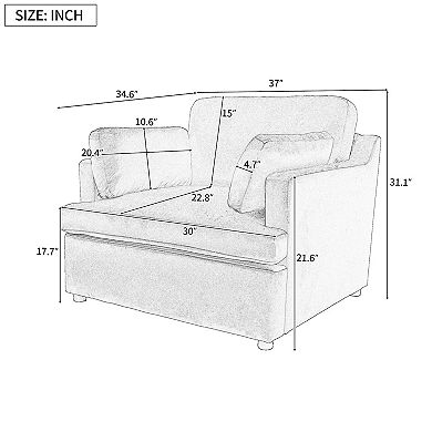 Merax Oversized Accent Chair - Comfortable Armrest Cushions