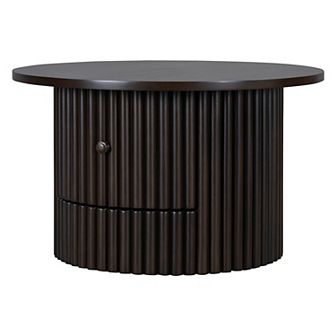 Merax Round Coffee Table for Living Room，Farmhouse Coffee Table with a Drawer