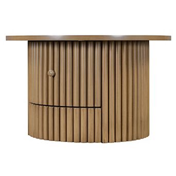 Merax Round Coffee Table for Living Room，Farmhouse Coffee Table with a Drawer