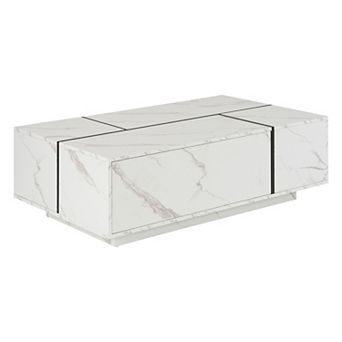 Merax Rectangular Sliding Top Coffee Table with 2 Drawers and 2 Hidden Storage for Living Room