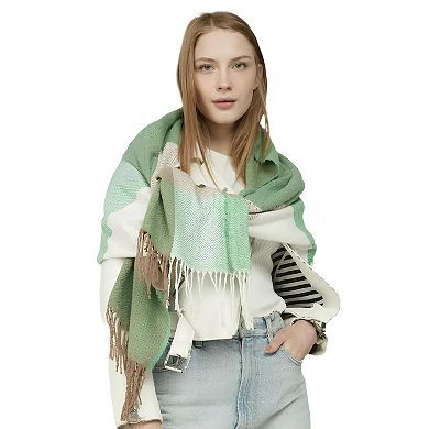 Women's Herringbone Patterned Thick Shoulder Shawl Scarf, Winter Accessories