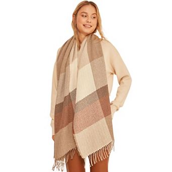 Women's Herringbone Patterned Thick Shoulder Shawl Scarf, Winter Accessories