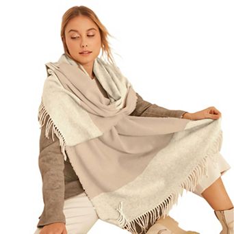 Women's Soft Textured and Stylish Herringbone Patterned Thick Shoulder Shawl, Scarf