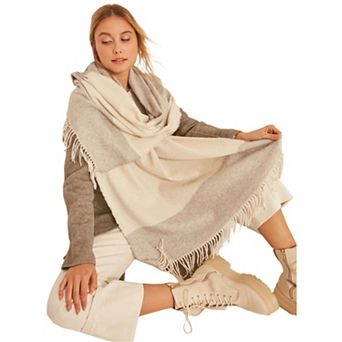 Women's Soft Textured and Stylish Herringbone Patterned Thick Shoulder Shawl, Scarf