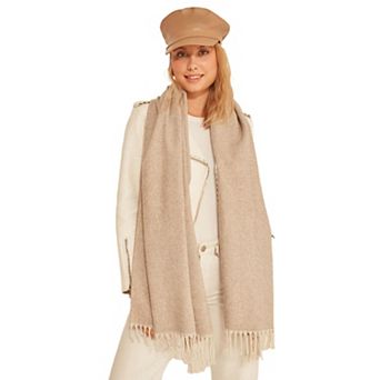 Women's Thick Shoulder Shawl, Scarf with Soft Textured Tassels For Fall & Winter