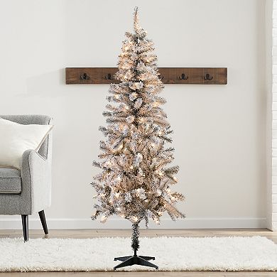 St. Nicholas Square 6-ft. Pre-Lit Flocked Artificial Christmas Tree