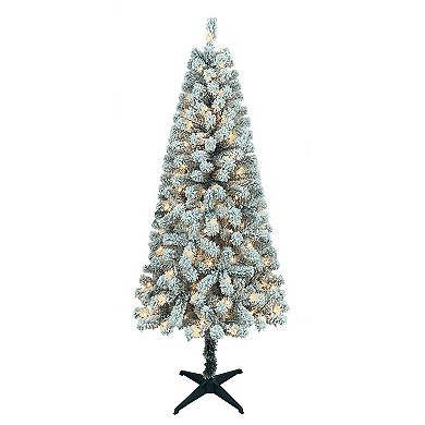 St. Nicholas Square 6-ft. Pre-Lit Flocked Artificial Christmas Tree