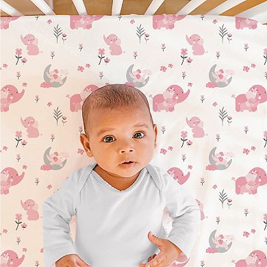 The Peanutshell 3-pc. Pink Elephant Crib Bedding Set