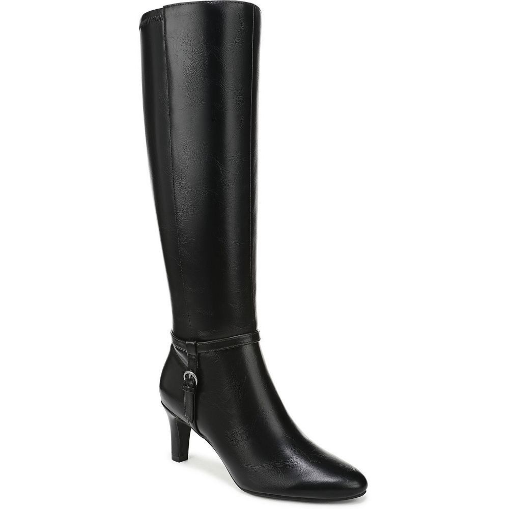 ブラック ロングジョン レディース LifeStride Galant Women's Faux Leather Zip Knee-High Boots in