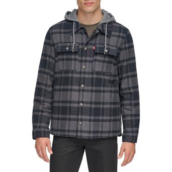 Men's Levi's® Plaid Fleece Hooded Shirt Jacket - Size XL