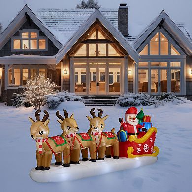 St. Nicholas Square 6-ft. LED Inflatable Santa & Reindeer Outdoor Decor