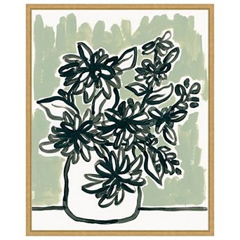 Windowsill Blossoms II by June Erica Vess Framed Canvas Wall Art Print