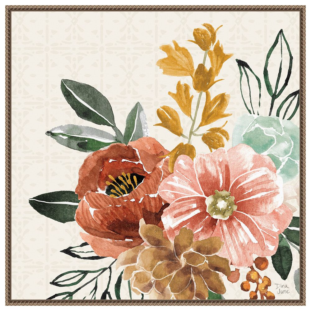 Chic Flowers by Dina June Framed Canvas Wall Art Print