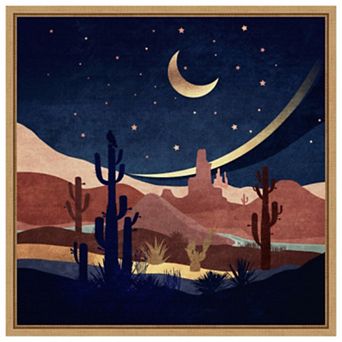 Blue Western Night by Emel Tunaboylu Framed Canvas Wall Art Print