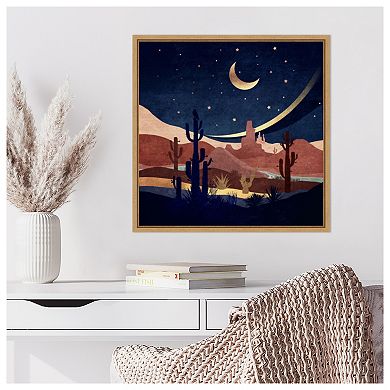 Blue Western Night by Emel Tunaboylu Framed Canvas Wall Art Print