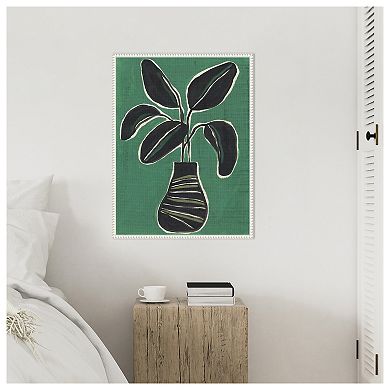 Jade Potted Palm I by June Erica Vess Framed Canvas Wall Art Print