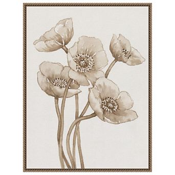 Poppies in Sepia II by Tim Otoole Framed Canvas Wall Art Print