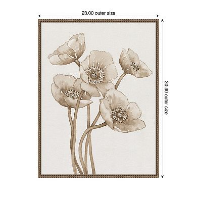 Poppies in Sepia II by Tim Otoole Framed Canvas Wall Art Print