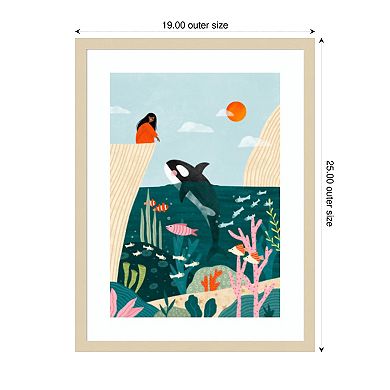 Whale Watching by Bea Muller Wood Framed Wall Art Print