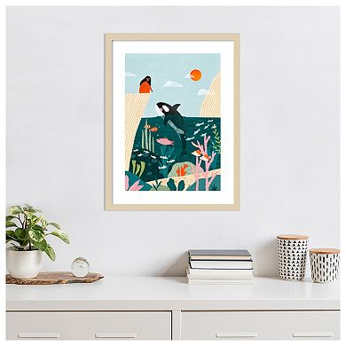 Whale Watching by Bea Muller Wood Framed Wall Art Print
