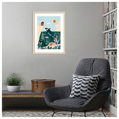 Whale Watching by Bea Muller Wood Framed Wall Art Print