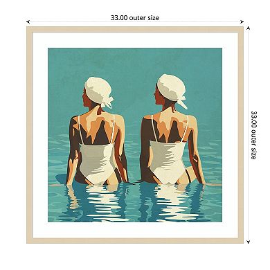 Two Friends At The Beach by Layla Oz Wood Framed Wall Art Print