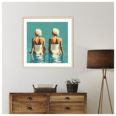 Two Friends At The Beach by Layla Oz Wood Framed Wall Art Print