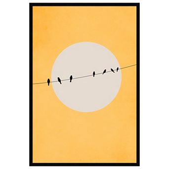 Chirping and Chilling by Eins Kubistika Wood Framed Wall Art Print