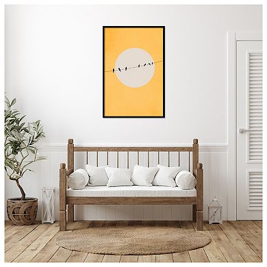 Chirping and Chilling by Eins Kubistika Wood Framed Wall Art Print