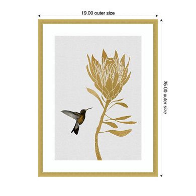Hummingbird and Beige Flower I by Orara Studio Wood Framed Wall Art Print