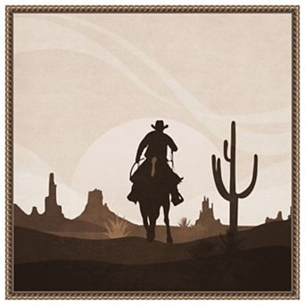 Cowboy Sunset by Emel Tunaboylu Framed Canvas Wall Art Print