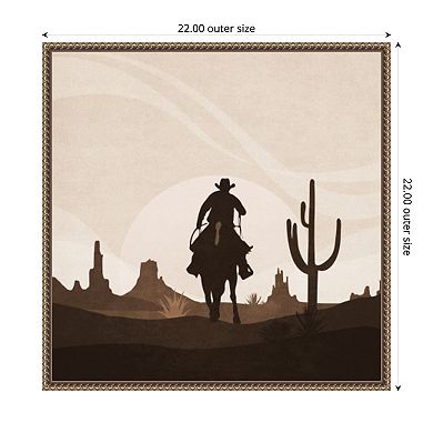 Cowboy Sunset by Emel Tunaboylu Framed Canvas Wall Art Print