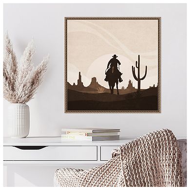 Cowboy Sunset by Emel Tunaboylu Framed Canvas Wall Art Print