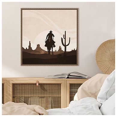 Cowboy Sunset by Emel Tunaboylu Framed Canvas Wall Art Print
