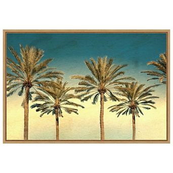 Distressed Palm Trees by Daniel Stein Framed Canvas Wall Art Print