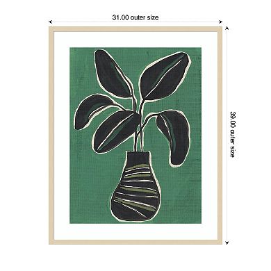Jade Potted Palm I by June Erica Vess Wood Framed Wall Art Print